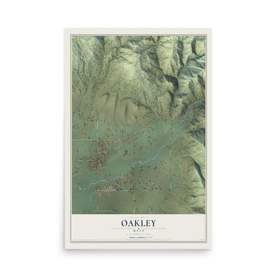 Map of Oakley, Utah, 12 x 18 inch unframed archival matte print