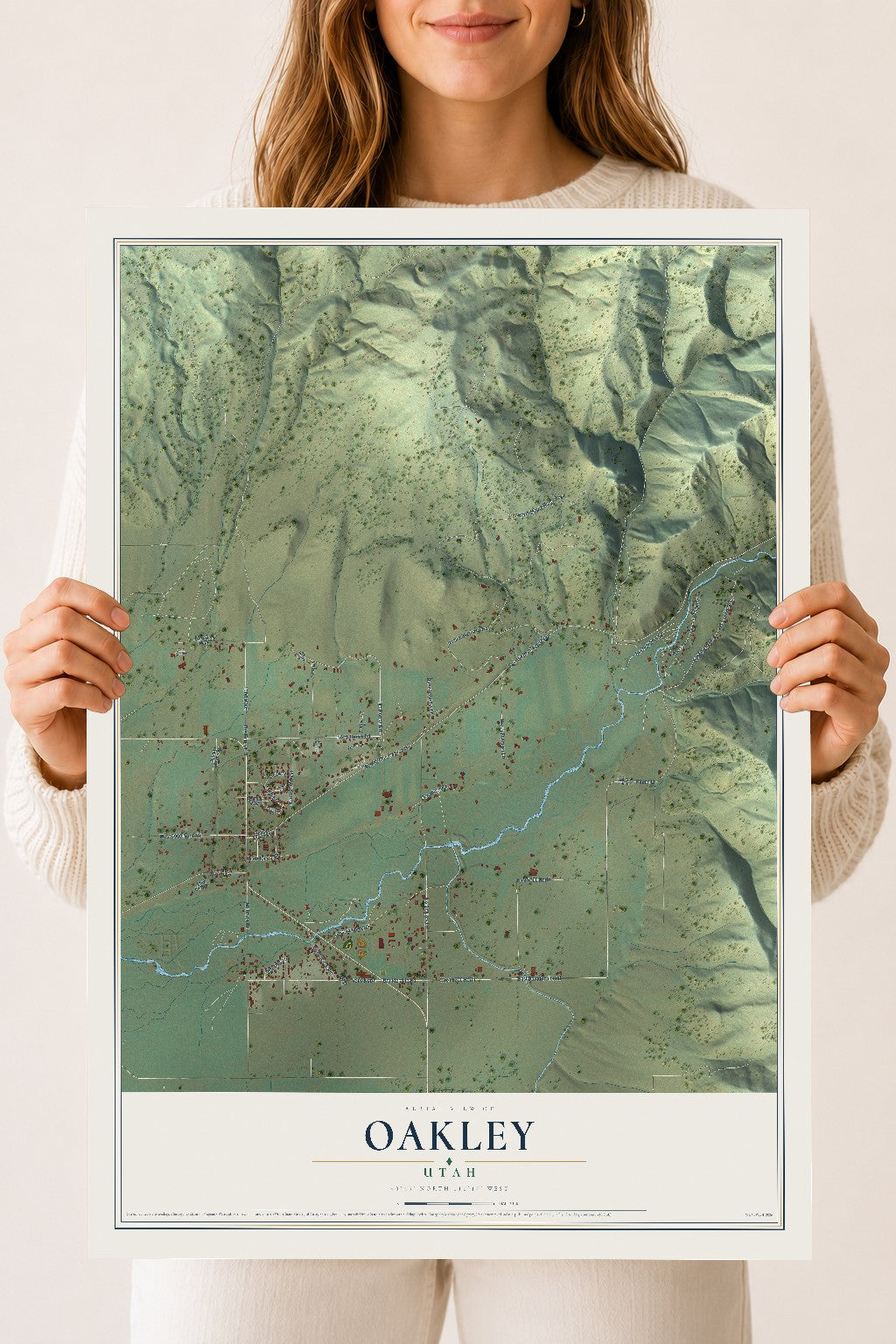 Map of Oakley, Utah, 18 x 24 inch unframed archival matte print