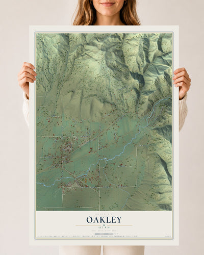 Map of Oakley, Utah, 24 x 36 inch unframed archival matte print