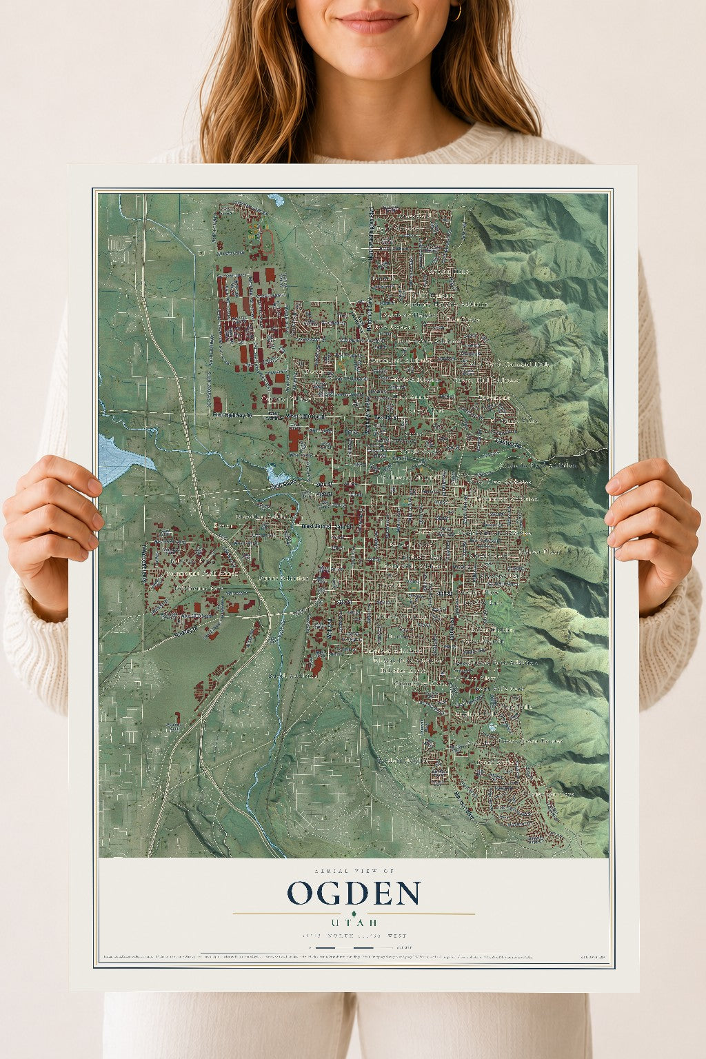 Map of Ogden, Utah, 18 x 24 inch unframed archival matte print