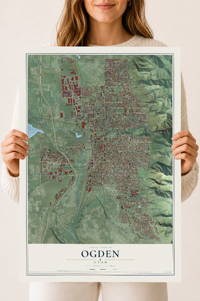 Map of Ogden, Utah, 18 x 24 inch unframed archival matte print