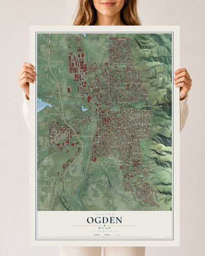 Map of Ogden, Utah, 24 x 36 inch unframed archival matte print
