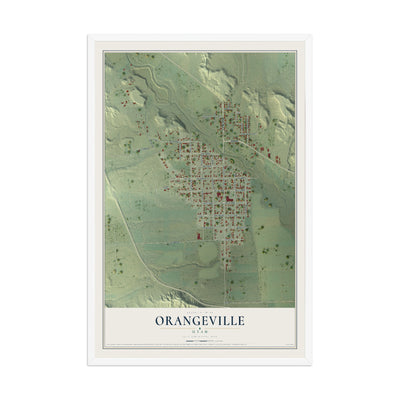 Map of Orangeville, Utah, 12 x 18 inch print in a white wood frame