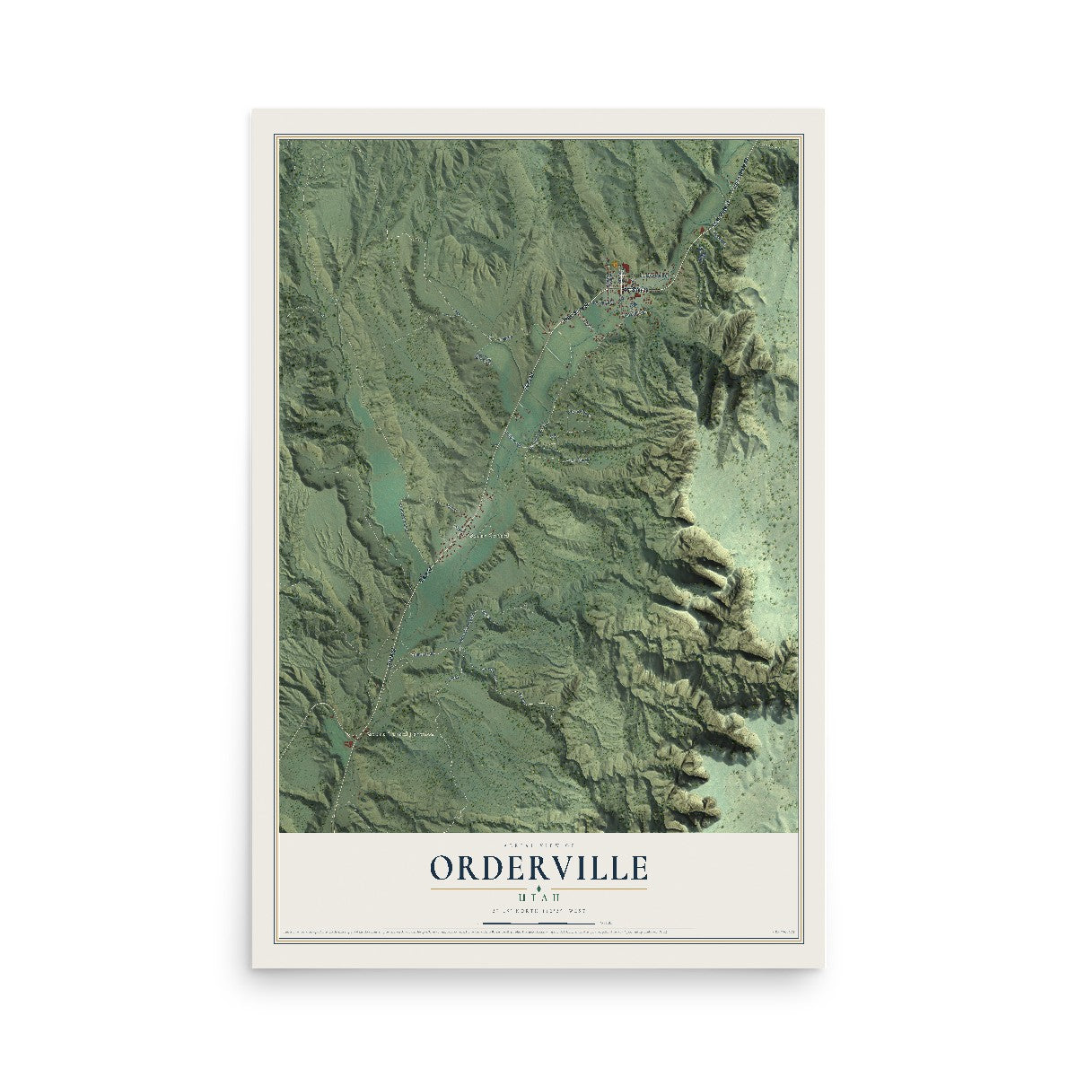 Map of Orderville, Utah, 12 x 18 inch unframed archival matte print