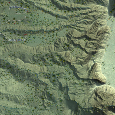Second close-up of the map of Orderville, Utah print showing more streets and buildings