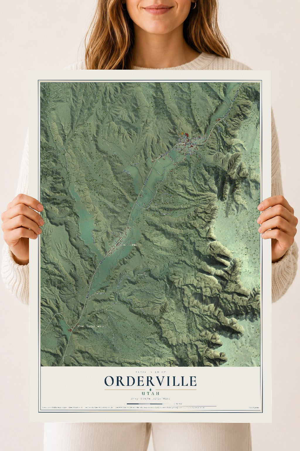 Map of Orderville, Utah, 18 x 24 inch unframed archival matte print