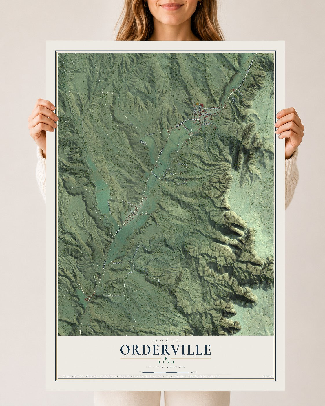 Map of Orderville, Utah, 24 x 36 inch unframed archival matte print