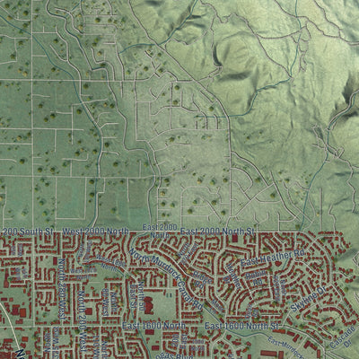 Second close-up of the map of Orem, Utah print showing more streets and buildings