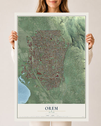 Map of Orem, Utah, 24 x 36 inch unframed archival matte print