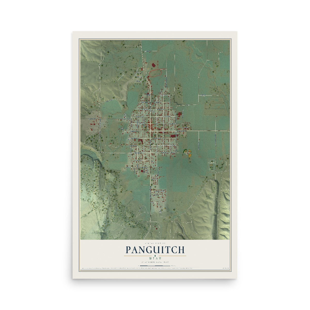 Map of Panguitch, Utah, 12 x 18 inch unframed archival matte print