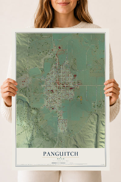 Map of Panguitch, Utah, 18 x 24 inch unframed archival matte print