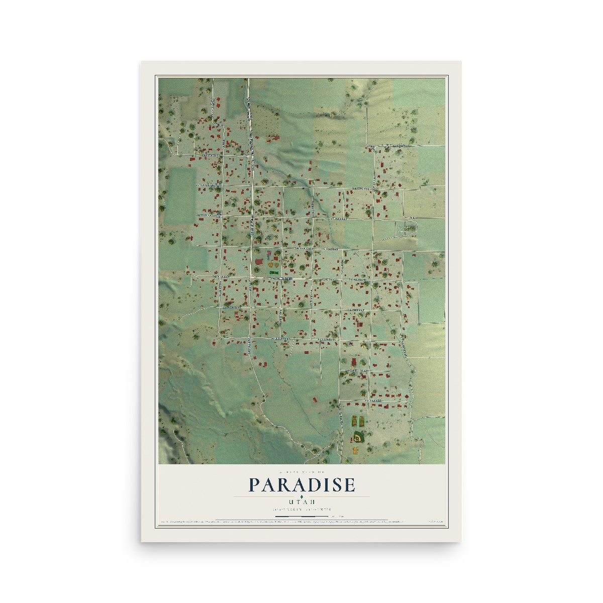 Map of Paradise, Utah, 12 x 18 inch unframed archival matte print