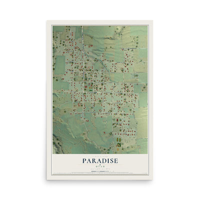Map of Paradise, Utah, 12 x 18 inch unframed archival matte print