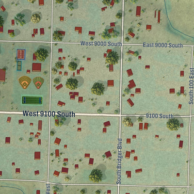 Second close-up of the map of Paradise, Utah print showing more streets and buildings