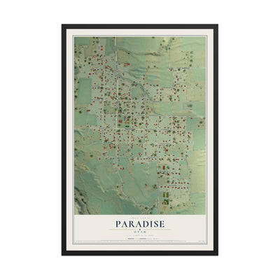 Map of Paradise, Utah, 12 x 18 inch print in a black wood frame
