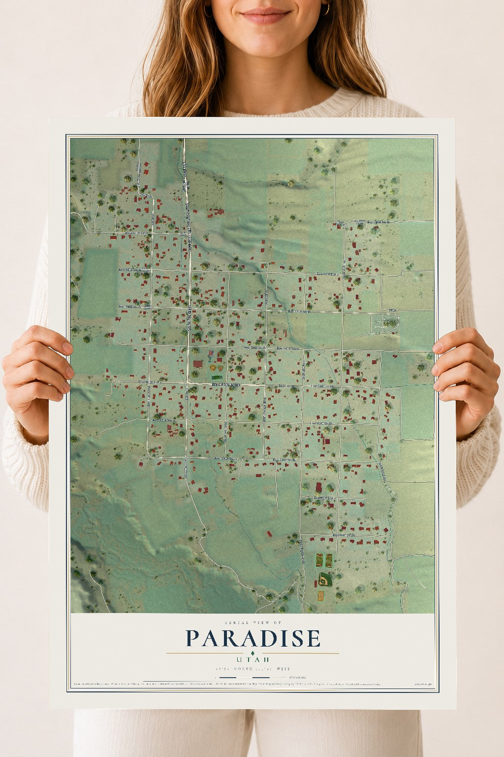 Map of Paradise, Utah, 18 x 24 inch unframed archival matte print