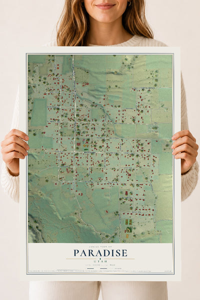 Map of Paradise, Utah, 18 x 24 inch unframed archival matte print