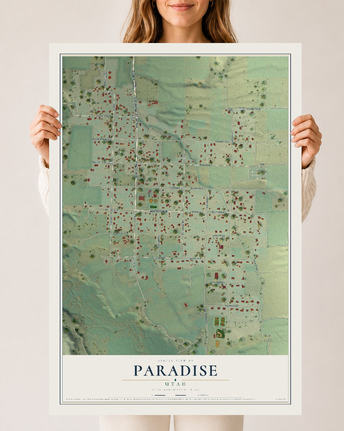 Map of Paradise, Utah, 24 x 36 inch unframed archival matte print