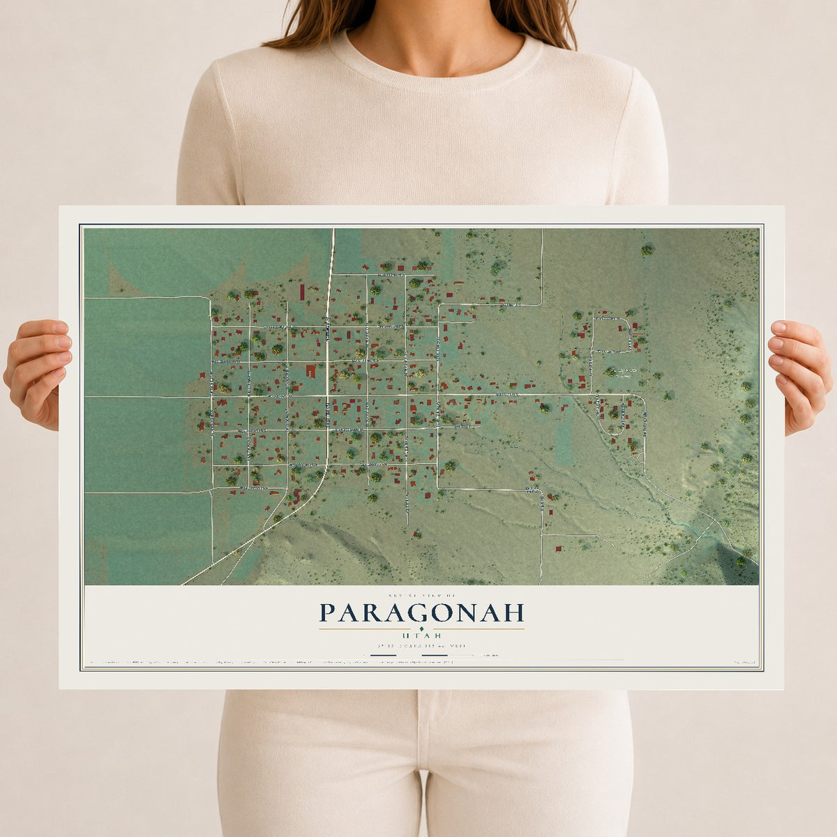 Map of Paragonah, Utah, 12 x 18 inch unframed archival matte print