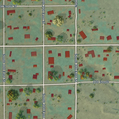 Close-up of the map of Paragonah, Utah print showing street and building detail