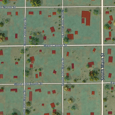 Second close-up of the map of Paragonah, Utah print showing more streets and buildings