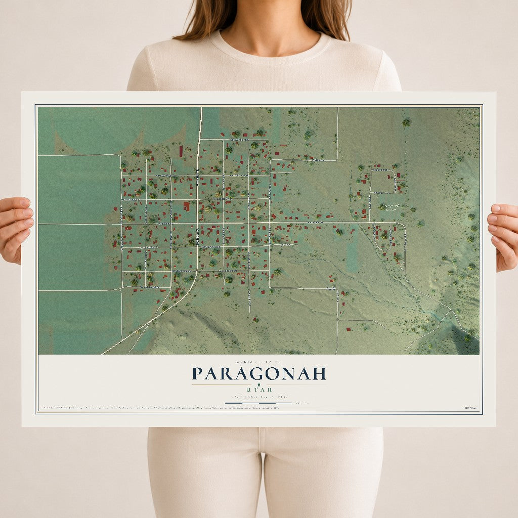 Map of Paragonah, Utah, 18 x 24 inch unframed archival matte print