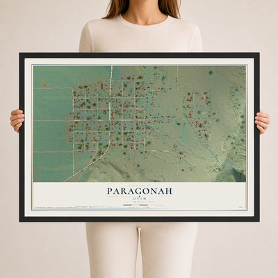 Map of Paragonah, Utah, 24 x 36 inch print in a black wood frame