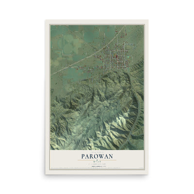 Map of Parowan, Utah, 12 x 18 inch unframed archival matte print