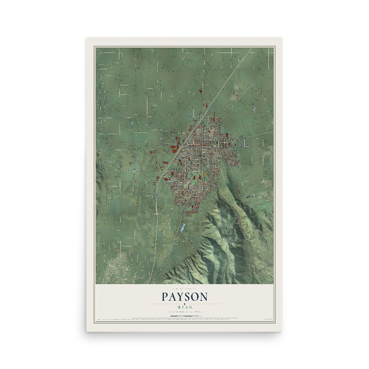 Map of Payson, Utah, 12 x 18 inch unframed archival matte print