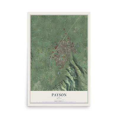 Map of Payson, Utah, 12 x 18 inch unframed archival matte print