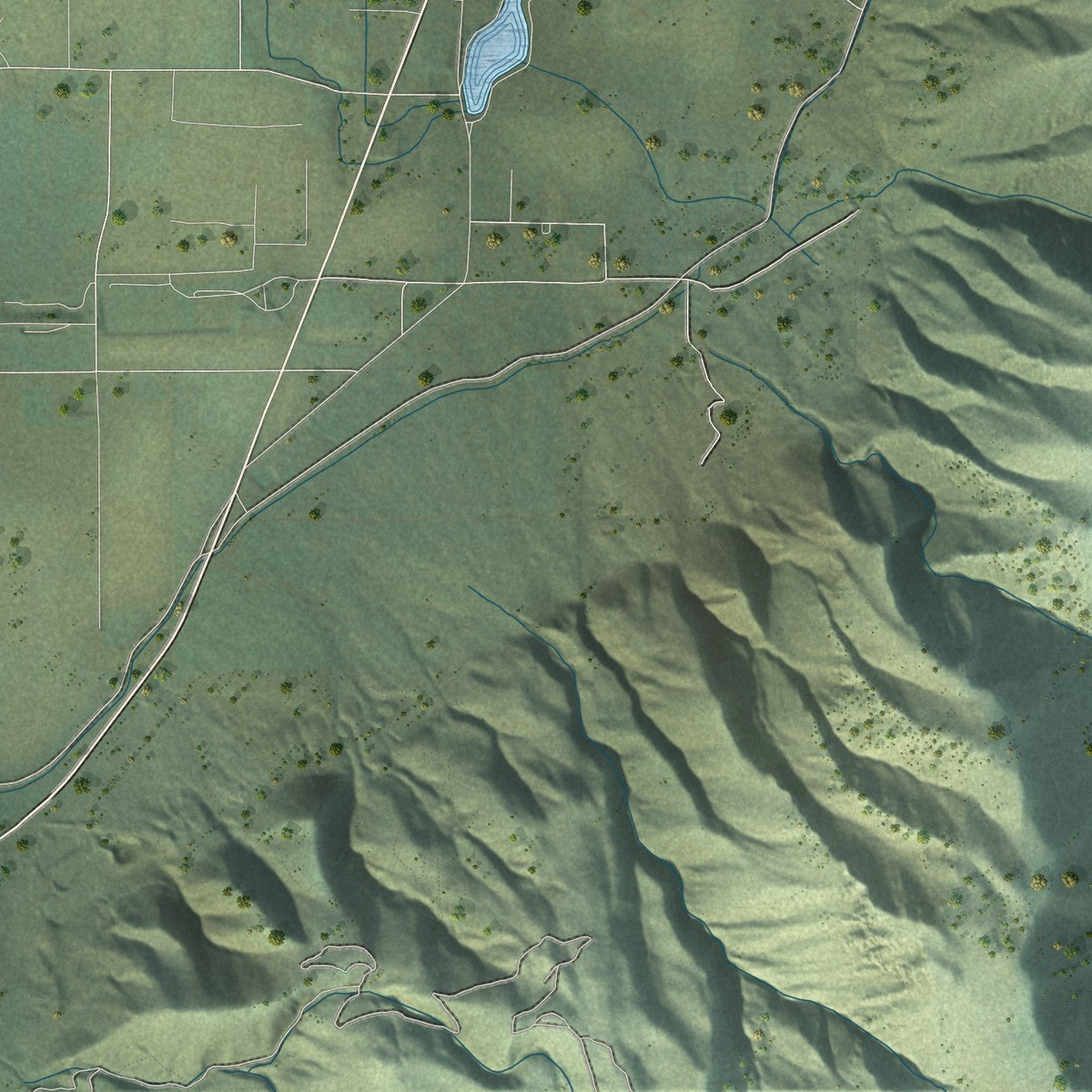 Second close-up of the map of Payson, Utah print showing more streets and buildings