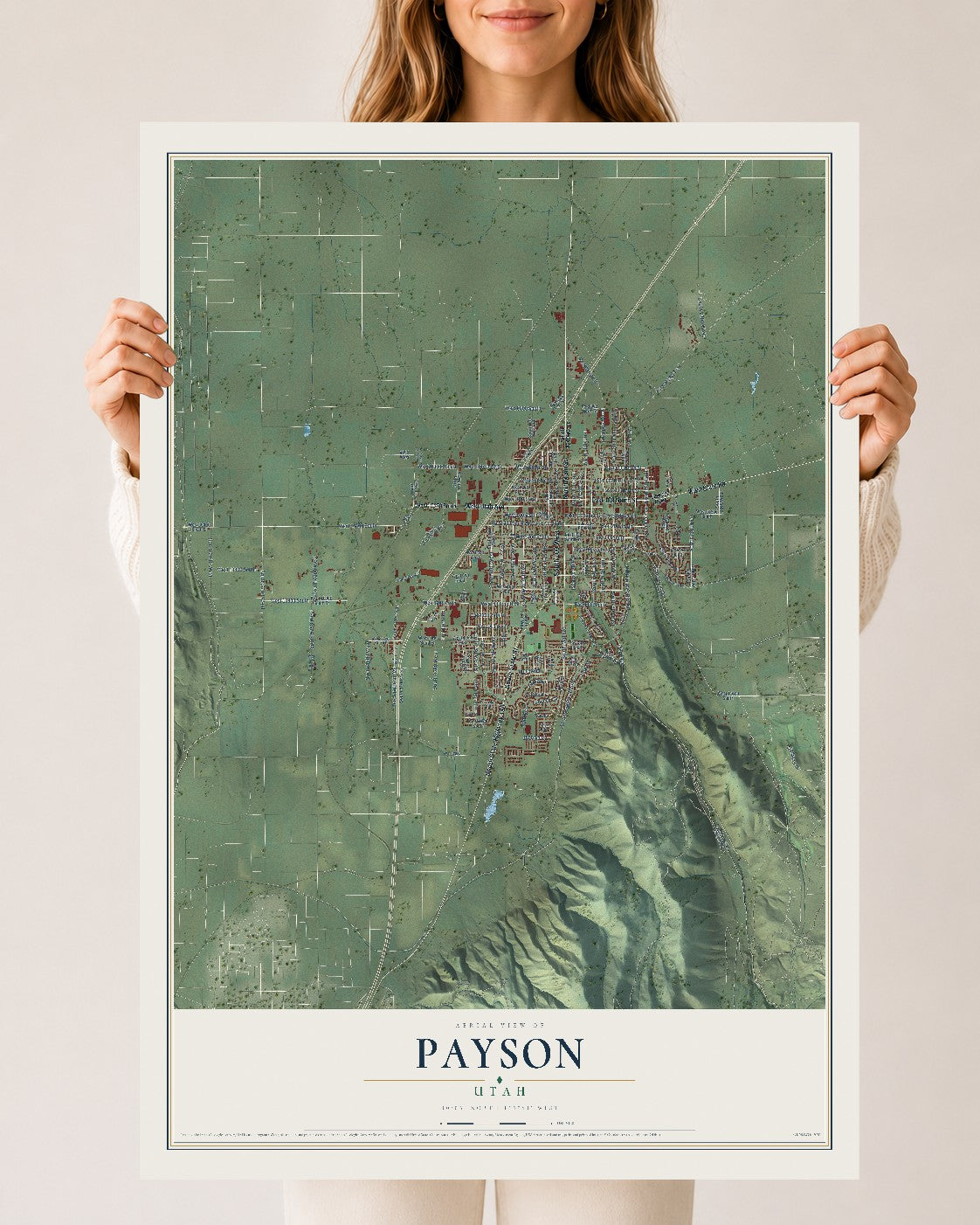 Map of Payson, Utah, 24 x 36 inch unframed archival matte print