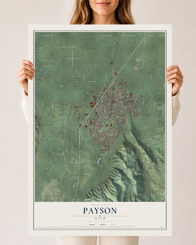 Map of Payson, Utah, 24 x 36 inch unframed archival matte print