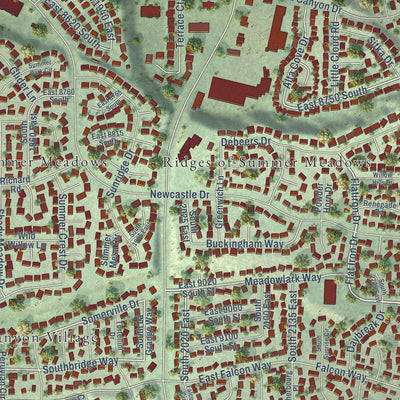Close-up of the map of Peruvian Park, Utah print showing street and building detail
