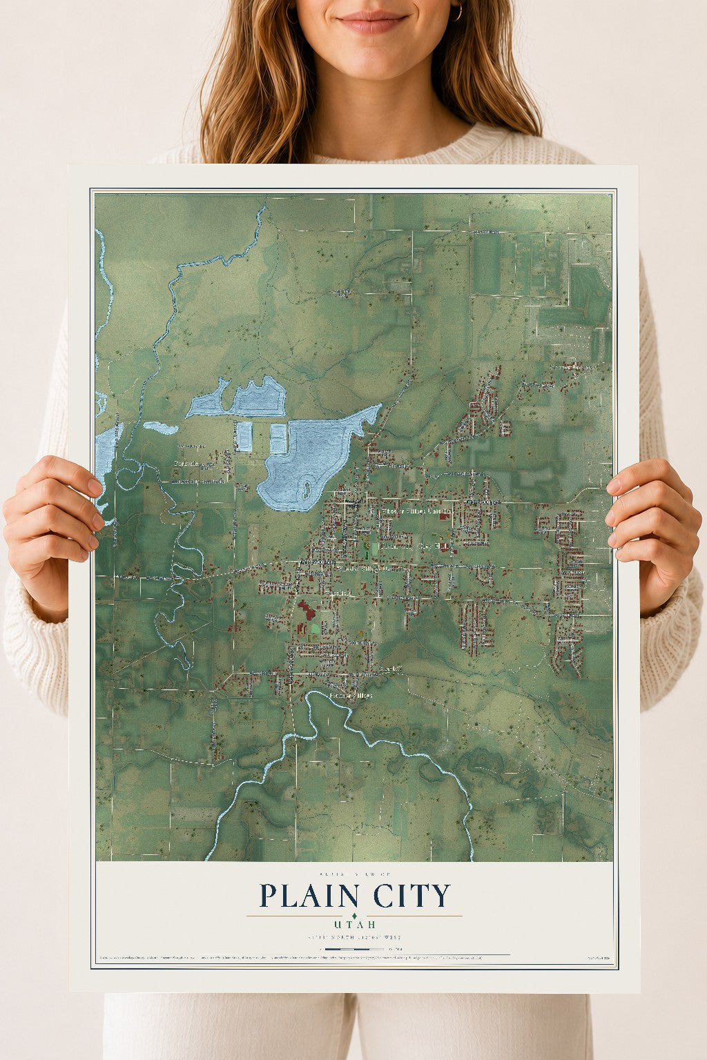 Map of Plain City, Utah, 18 x 24 inch unframed archival matte print