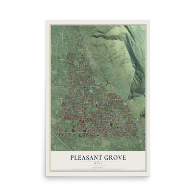 Map of Pleasant Grove, Utah, 12 x 18 inch unframed archival matte print