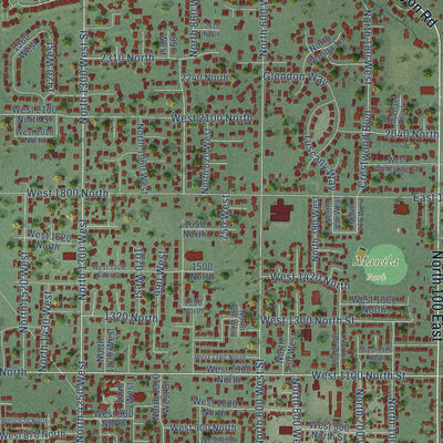 Second close-up of the map of Pleasant Grove, Utah print showing more streets and buildings