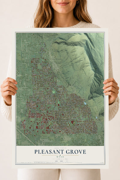 Map of Pleasant Grove, Utah, 18 x 24 inch unframed archival matte print