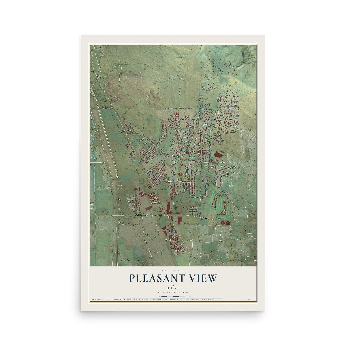 Map of Pleasant View, Utah, 12 x 18 inch unframed archival matte print
