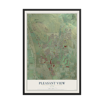 Map of Pleasant View, Utah, 12 x 18 inch print in a black wood frame