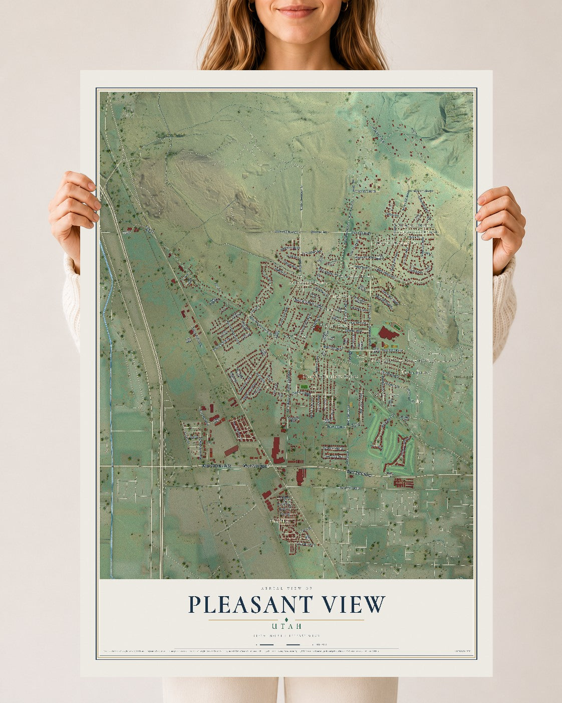 Map of Pleasant View, Utah, 24 x 36 inch unframed archival matte print