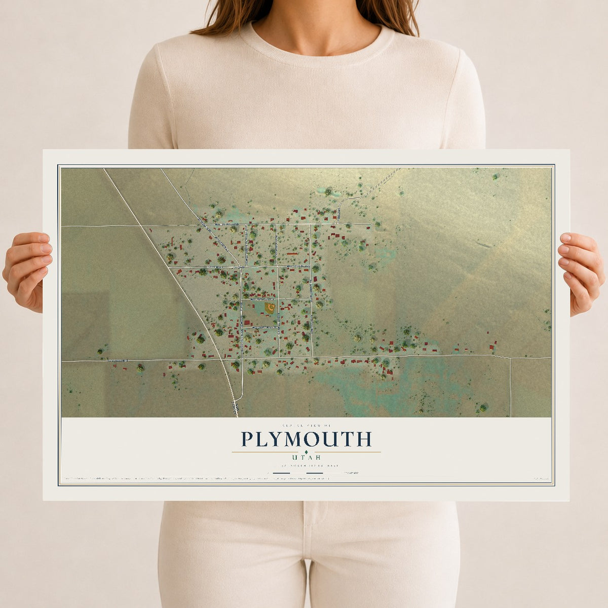 Map of Plymouth, Utah, 12 x 18 inch unframed archival matte print