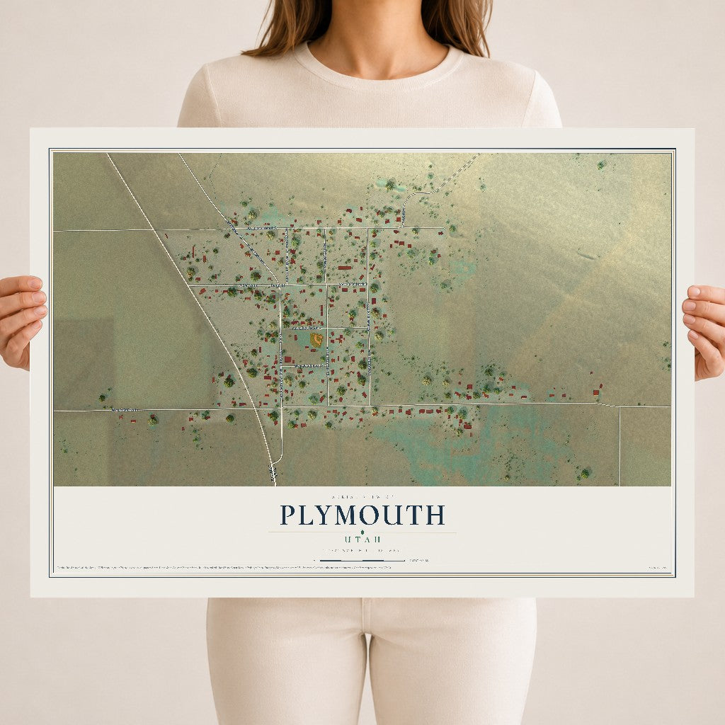 Map of Plymouth, Utah, 18 x 24 inch unframed archival matte print