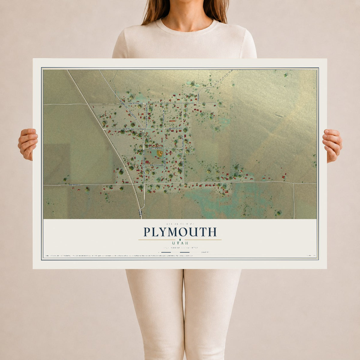 Map of Plymouth, Utah, 24 x 36 inch unframed archival matte print