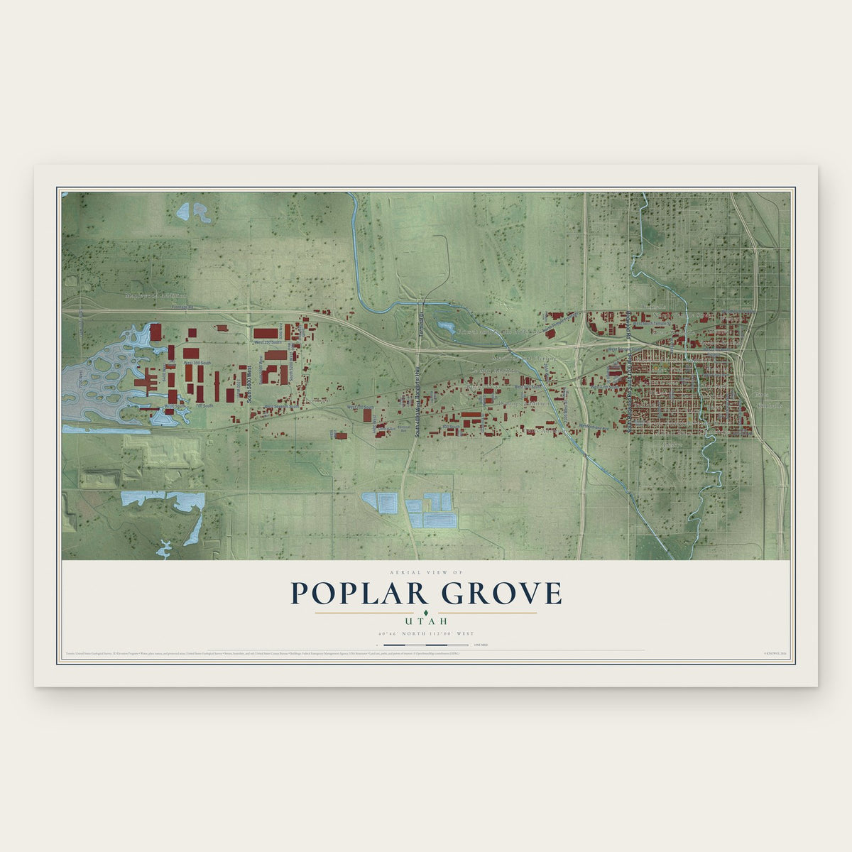 Poplar Grove, Utah map print, the full design