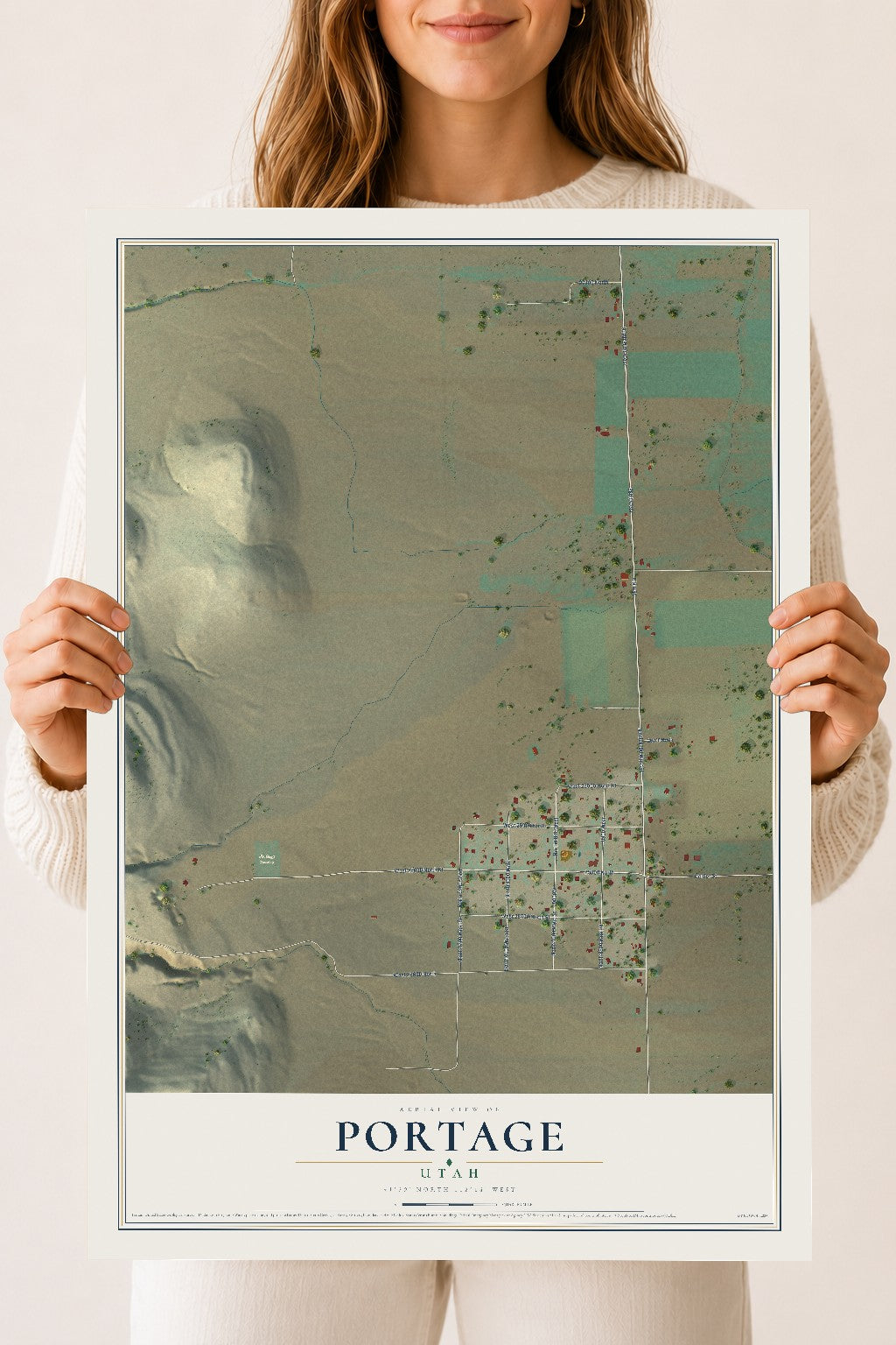 Map of Portage, Utah, 18 x 24 inch unframed archival matte print