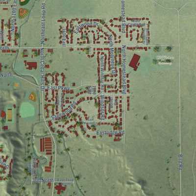 Second close-up of the map of Price, Utah print showing more streets and buildings