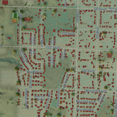 Second close-up of the map of Providence, Utah print showing more streets and buildings