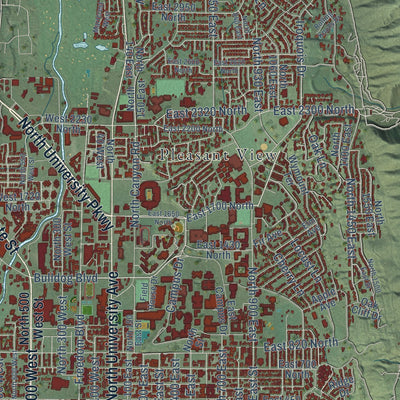 Close-up of the map of Provo, Utah print showing street and building detail