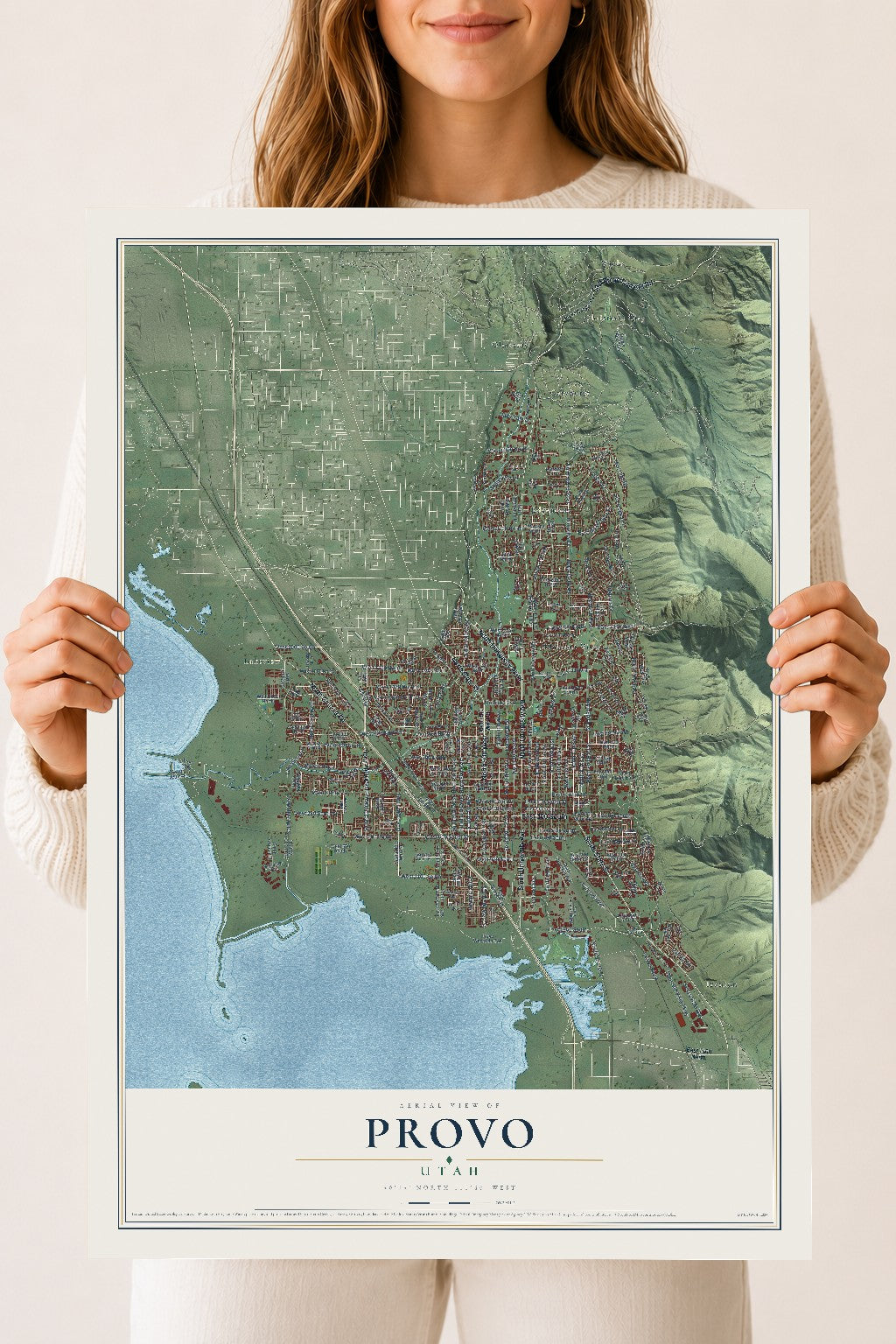 Map of Provo, Utah, 18 x 24 inch unframed archival matte print